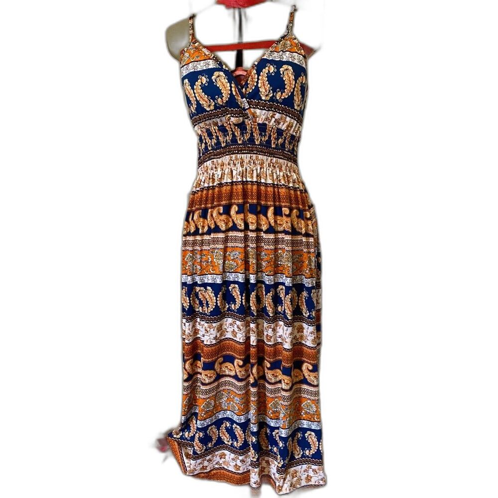 Bobby Brooks Spaghetti Strap V-Neck Elastic Waist Dress Women Size 1X